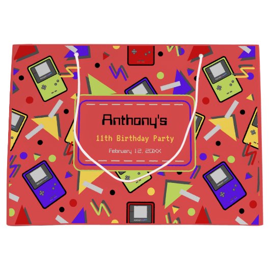 Red Retro Gaming Große Geschenktüte (Vorderseite)