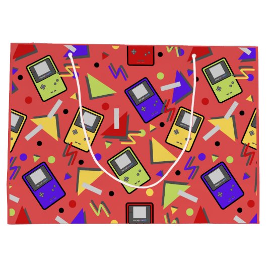 Red Retro Gaming Große Geschenktüte (Rückseite)