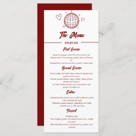 Red Retro Groovy Disco 70er Wedding Menükarte