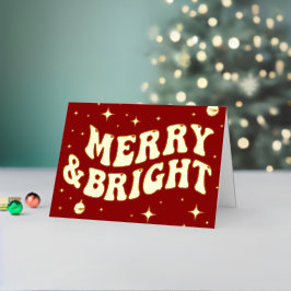 Red Retro Groovy Merry & Bright Christmas