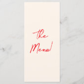 Red Retro Hand Written Drawn Quirky Unique Wedding Menükarte (Rückseite)