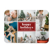 Red Retro Happy Holidays FotoCollage Magnet (Horizontal)