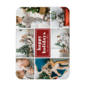 Red Retro Happy Holidays FotoCollage Magnet (Vertikal)