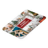 Red Retro Happy Holidays FotoCollage Magnet (Linke Seite)