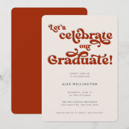 Red Retro Inspirierte Typografy Graduation Party Einladung