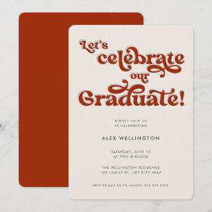 Red Retro Inspirierte Typografy Graduation Party Einladung