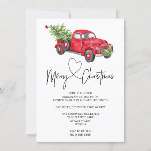 Red Retro LKW Frohe Weihnachten Party Einladung