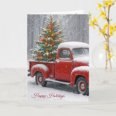 Red Retro LKW mit Weihnachtsbaum Karte (Gelbe Blume)