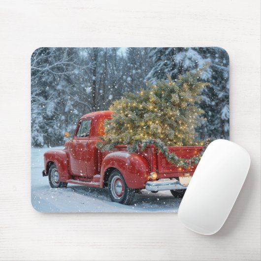 Red Retro LKW mit Weihnachtsbaum Mousepad (Mit Mouse)