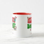 Red Retro Merry Bright Name Weihnachtsbaum Tasse (Zentrum)