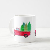 Red retro Pickup Truck with trees Kaffeetasse (Vorderseite Links)