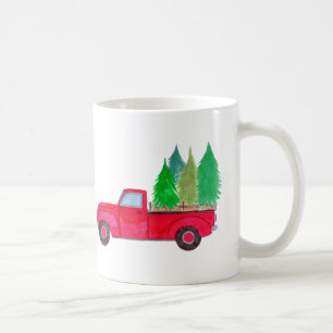 Red retro Pickup Truck with trees Kaffeetasse