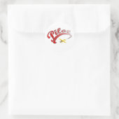 Red Retro Pilot mit gelbem Flugzeug Runder Aufkleber (Tasche)