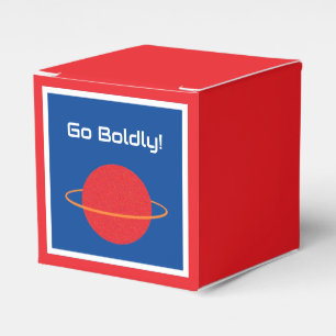 Red Retro Planet, Classic SciFi Space Cartoon Geschenkschachtel