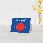 Red Retro Planet, Classic SciFi Space Cartoon Karte (Gelbe Blume)