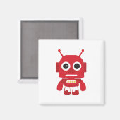 Red Retro Robot Magnet (Vorderseite/Rückseite)