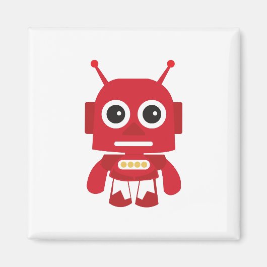 Red Retro Robot Magnet (Vorne)