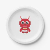 Red Retro Robot Pappteller (Vorderseite)