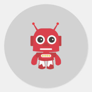 Red Retro Robot Runder Aufkleber