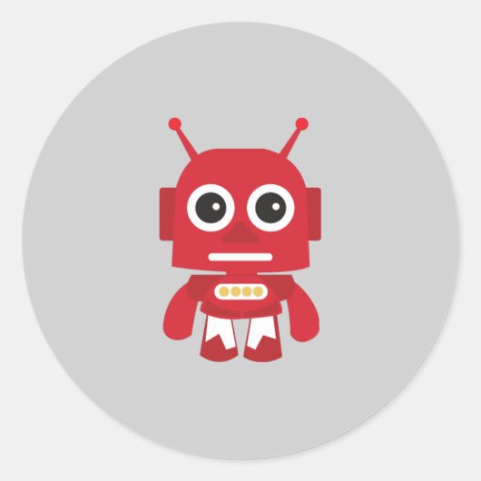 Red Retro Robot Runder Aufkleber (Vorderseite)