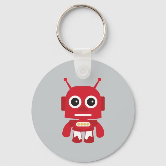 Red Retro Robot Schlüsselanhänger (Vorderseite)