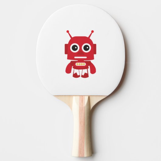 Red Retro Robot Tischtennis Schläger (Vorderseite)