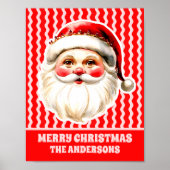 Red Retro Santa Claus Red Ric Rac Familie Weihnach Poster (Vorne)