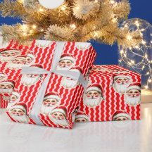 Red Retro Santa Claus Red Ric Rac Weihnachten