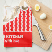 Red Retro Santa Claus Red Ric Rac Weihnachten Geschirrtuch (Viertel Falte)