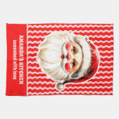 Red Retro Santa Claus Red Ric Rac Weihnachten Geschirrtuch (Horizontal)