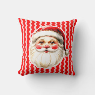 Red Retro Santa Claus Red Ric Rac Weihnachten Kissen