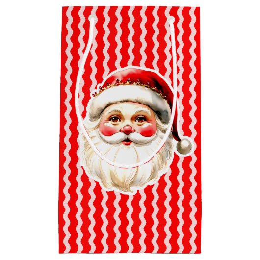 Red Retro Santa Claus Red Ric Rac Weihnachten Kleine Geschenktüte (Vorderseite)