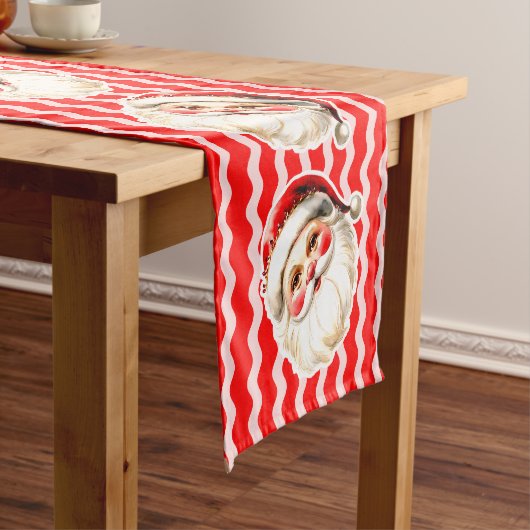 Red Retro Santa Claus Red Ric Rac Weihnachten Kurzer Tischläufer (Beispiel)