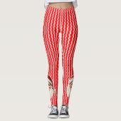 Red Retro Santa Claus Red Ric Rac Weihnachten Leggings (Vorderseite)