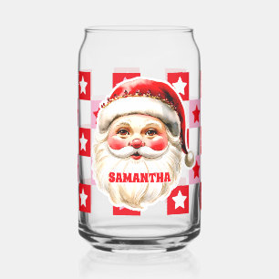 Red Retro Santa Claus Red Tartan Karierte Weihnach Dosenglas