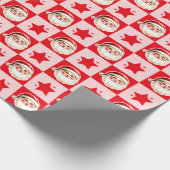 Red Retro Santa Claus Red Tartan Karierte Weihnach Geschenkpapier (Ecke)