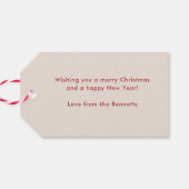 Red Retro Script Frohe Weihnachtsfeiertage Geschen Geschenkanhänger (Rückseite Horizontal)