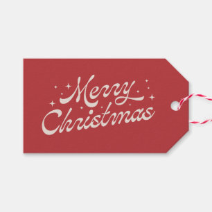Red Retro Script Frohe Weihnachtsfeiertage Geschen Geschenkanhänger