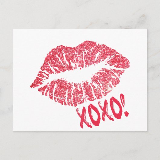 RED RETRO SUGAR LIPS XOXO POSTKARTE (Vorderseite)