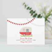 Red Retro Trailer & Hochzeit speichern das Datum Save The Date (Stehend Vorderseite)