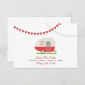 Red Retro Trailer & Hochzeit speichern das Datum Save The Date (Vorne/Hinten)