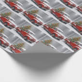 Red Retro Truck With Christmas Tree Geschenkpapier (Ecke)