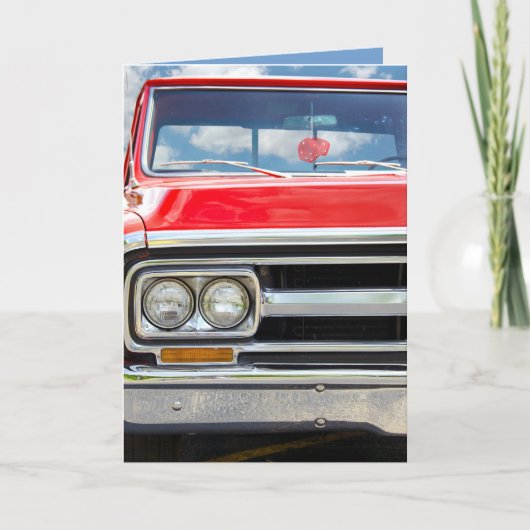 red retro truck with fuzzy dice karte (Vorderseite)