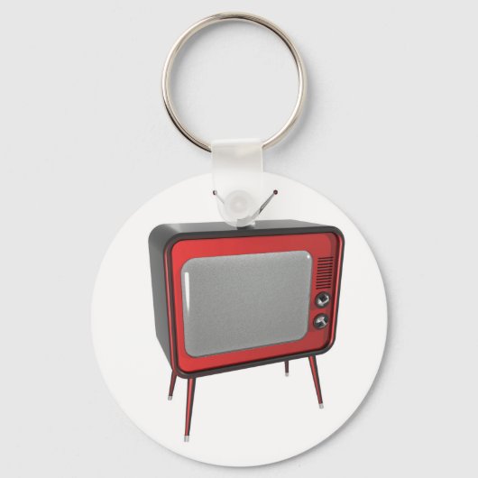 Red Retro TV Schlüsselanhänger (Vorderseite)