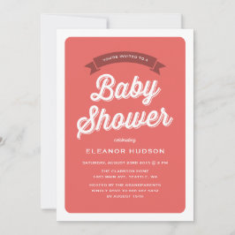 Red Retro Typografie Script Classic Baby Shower Einladung