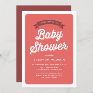 Red Retro Typografie Script Classic Baby Shower Einladung