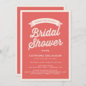 RED RETRO TYPOGRAPHIE | BRIDAL SHOWER EINLADUNG (Vorne/Hinten)