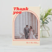 Red Retro Vintag Typografy Foto Dankeskarte (Stehend Vorderseite)