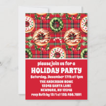 Red Retro Weihnachten Donuts Feiertag Party