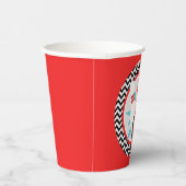 Red Retro Zickzack Bowling Paper Cups Pappbecher (Rechts)